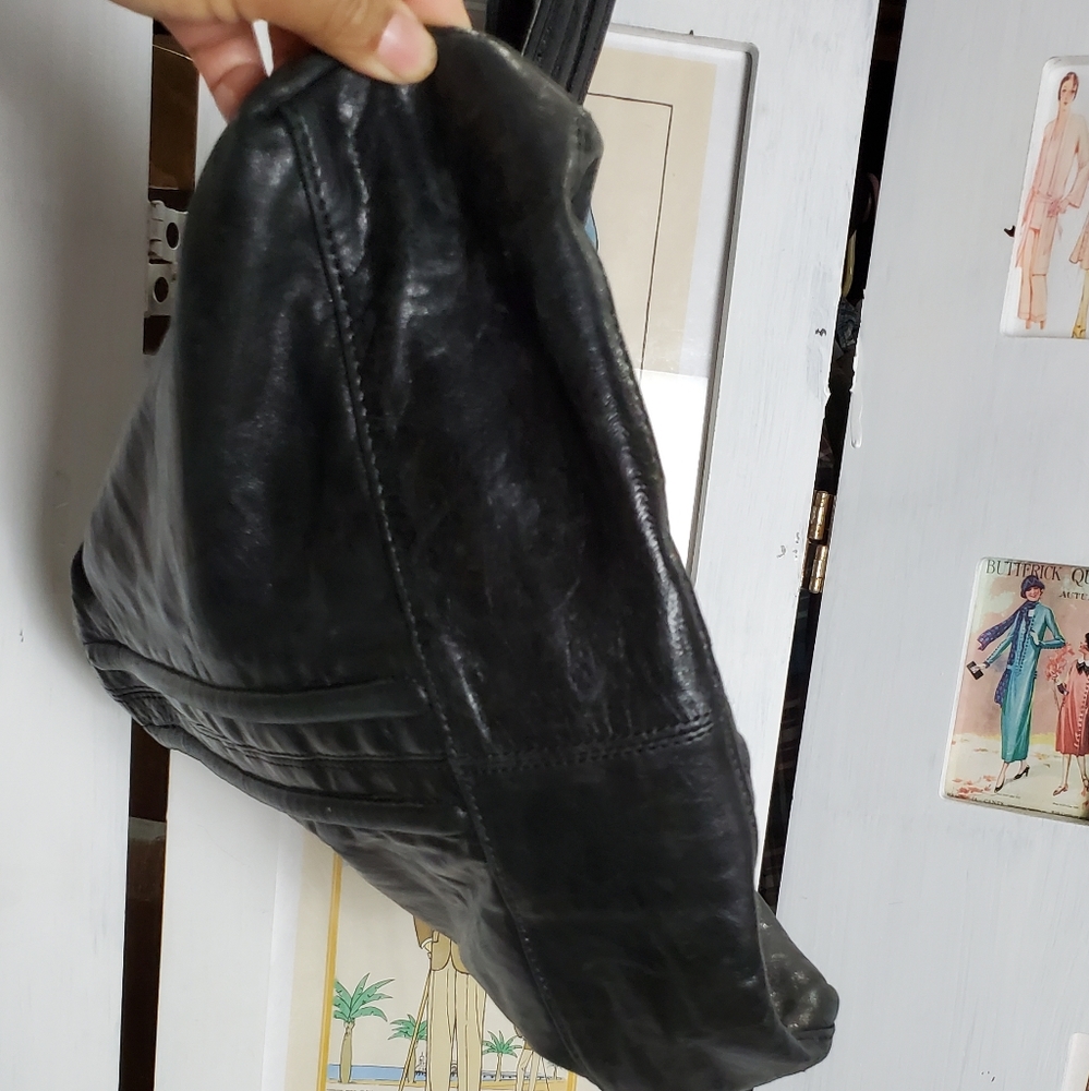Black leather hobo bag - Picture 5 of 12